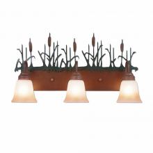 Avalanche Ranch Lighting H32365TT-03 - Wasatch Triple Bath Vanity Light - Cattails - Two-Toned Amber Cream Bell Glass - Cedar Green