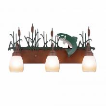  H32381ET-05 - Wasatch Triple Bath Vanity Light - Trout - Two-Toned Amber Egg Bell Glass - Fish Stain