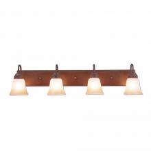  H32401TT-02 - Wasatch Quad Bath Vanity Light - Rustic Plain - Two-Toned Amber Cream Bell Glass