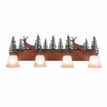  H32421TT-03 - Wasatch Quad Bath Vanity Light - Valley Deer - Two-Toned Amber Cream Bell Glass - Cedar Green