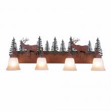  H32423TT-03 - Wasatch Quad Bath Vanity Light - Valley Elk - Two-Toned Amber Cream Bell Glass - Cedar Green