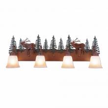  H32433TT-03 - Wasatch Quad Bath Vanity Light - Mountain Elk - Two-Toned Amber Cream Bell Glass - Cedar Green