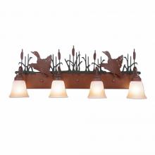  H32464TT-03 - Wasatch Quad Bath Vanity Light - Loon - Two-Toned Amber Cream Bell Glass - Cedar Green