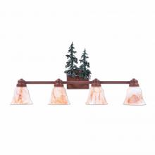 Avalanche Ranch Lighting H37450AS-03 - Parkshire Quad Bath Vanity Light - Hemlock - Marbled Amber Swirl Bell Glass - Cedar Green