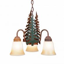  H40343TT-03 - Sierra Mini-Chandelier - Cedar Tree - Two-Toned Amber Cream Bell Glass - Cedar Green