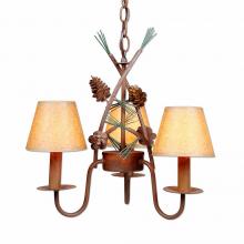  H40420KR-03 - Diablo Mini-Chandelier - Pine Cone - Waxed Kraft Lampshade - Cedar Green-Rust Patina base Finish