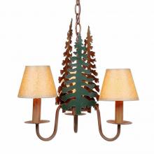  H40443KR-03 - Diablo Mini-Chandelier - Cedar Tree - Waxed Kraft Lampshade - Cedar Green-Rust Patina base Finish