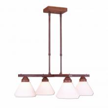 Avalanche Ranch Lighting H43401CW-02 - Cedarwood Chandelier 4 light - Rustic Plain - Opal White Cone Glass - Rust Patina Finish