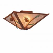 Avalanche Ranch Lighting H46220AL-04 - Denali Ceiling Light Square - Pine Cone - Almond Mica Shade - Pine Tree Green