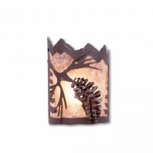  M13240AL-27 - Cascade Sconce Small - Spruce Cone - Almond Mica Shade - Rustic Brown Finish