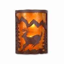  M13330AM-27 - Cascade Sconce Large - Mountain Deer - Amber Mica Shade - Rustic Brown Finish