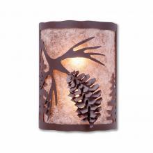  M13340AL-27 - Cascade Sconce Large - Spruce Cone - Almond Mica Shade - Rustic Brown Finish