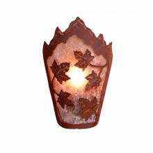  M15205AL-02 - Decatur Sconce - Maple Leaf - Almond Mica Shade - Rust Patina Finish