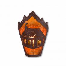  M15224AM-27 - Decatur Sconce - Cabin - Amber Mica Shade - Rustic Brown Finish