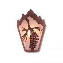 Avalanche Ranch Lighting M15240AL-02 - Decatur Sconce - Spruce Cone - Almond Mica Shade - Rust Patina Finish