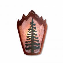  M15243AL-03 - Decatur Sconce - Cedar Tree - Almond Mica Shade - Cedar Green-Rust Patina base Finish