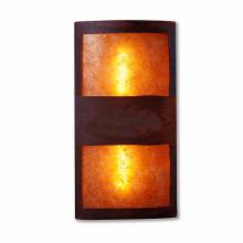  M16201AM-02 - Benton Sconce - Rustic Plain - Amber Mica Shade - Rust Patina Finish