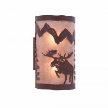  M19122AL-27 - Kincaid Sconce - Alaska Moose - Almond Mica Shade - Rustic Brown Finish