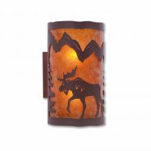  M19127AM-27 - Kincaid Sconce - Mountain Moose - Amber Mica Shade - Rustic Brown Finish