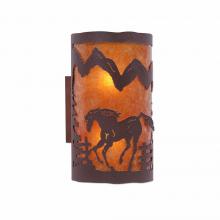  M19135AM-27 - Kincaid Sconce - Mountain Horse - Amber Mica Shade - Rustic Brown Finish