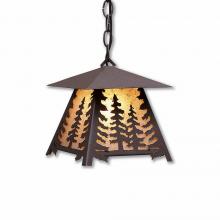  M23514AM-CH-27 - Smoky Mountain Pendant Extra Small- Spruce Tree - Amber Mica Shade - Rustic Brown Finish - Chain