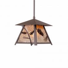  M23520AL-ST-27 - Smoky Mountain Pendant Extra Small- Pine Cone - Almond Mica Shade - Rustic Brown Finish