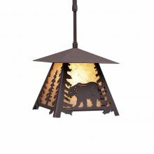  M23525AL-ST-27 - Smoky Mountain Pendant Small - Mountain Bear - Almond Mica Shade - Rustic Brown Finish