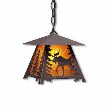  M23527AM-CH-27 - Smoky Mountain Pendant Small - Mountain Moose - Amber Mica Shade - Rustic Brown Finish - Chain