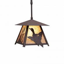  M23564AL-ST-27 - Smoky Mountain Pendant Small - Loon - Almond Mica Shade - Rustic Brown Finish - Adjustable Stem