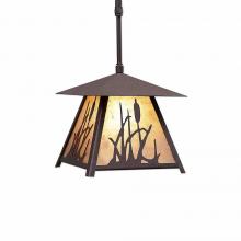  M23565AL-ST-27 - Smoky Mountain Pendant Small -Cattails - Almond Mica Shade - Rustic Brown Finish - Adjustable Stem