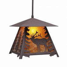  M23633AM-ST-27 - Smoky Mountain Pendant Large - Mountain Elk - Amber Mica Shade - Rustic Brown Finish