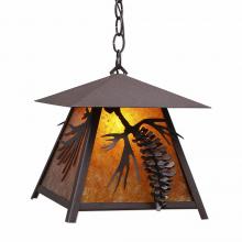  M23640AM-CH-27 - Smoky Mountain Pendant Large - Spruce Cone - Amber Mica Shade - Rustic Brown Finish - Chain