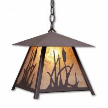  M23665AL-CH-27 - Smoky Mountain Pendant Large - Cattails - Almond Mica Shade - Rustic Brown Finish - Chain