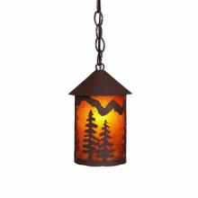  M24414AM-CH-27 - Cascade Pendant Small - Spruce Tree - Amber Mica Shade - Rustic Brown Finish - Chain