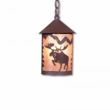  M24422AL-CH-27 - Cascade Pendant Small - Alaska Moose - Almond Mica Shade - Rustic Brown Finish - Chain