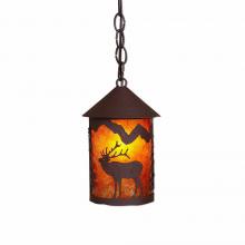  M24433AM-CH-27 - Cascade Pendant Small - Mountain Elk - Amber Mica Shade - Rustic Brown Finish - Chain