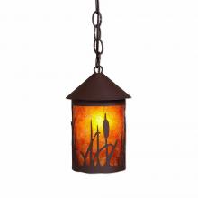  M24465AM-CH-27 - Cascade Pendant Small - Cattails - Amber Mica Shade - Rustic Brown Finish - Chain