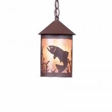  M24481AL-CH-27 - Cascade Pendant Small - Trout - Almond Mica Shade - Rustic Brown Finish - Chain