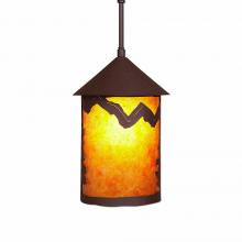  M24501AM-ST-27 - Cascade Pendant Medium - Rustic Plain - Amber Mica Shade - Rustic Brown Finish - Adjustable Stem