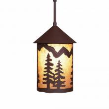  M24514AL-ST-27 - Cascade Pendant Medium - Spruce Tree - Almond Mica Shade - Rustic Brown Finish - Adjustable Stem