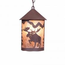  M24522AL-CH-27 - Cascade Pendant Medium - Alaska Moose - Almond Mica Shade - Rustic Brown Finish - Chain