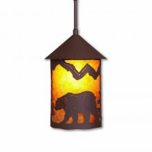  M24525AM-ST-27 - Cascade Pendant Medium - Mountain Bear - Amber Mica Shade - Rustic Brown Finish - Adjustable Stem