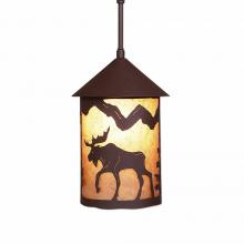  M24527AL-ST-27 - Cascade Pendant Medium - Mountain Moose - Almond Mica Shade - Rustic Brown Finish - Adjustable Stem