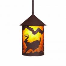  M24530AM-ST-27 - Cascade Pendant Medium - Mountain Deer - Amber Mica Shade - Rustic Brown Finish - Adjustable Stem