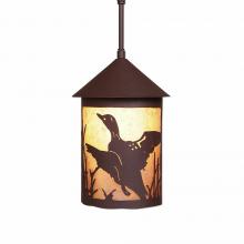  M24564AL-ST-27 - Cascade Pendant Medium - Loon - Almond Mica Shade - Rustic Brown Finish - Adjustable Stem