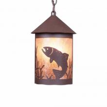  M24581AL-CH-27 - Cascade Pendant Medium - Trout - Almond Mica Shade - Rustic Brown Finish - Chain