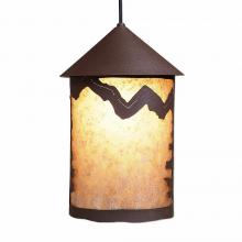  M24601AL-ST-27 - Cascade Pendant Large - Rustic Plain - Almond Mica Shade - Rustic Brown Finish - Adjustable Stem