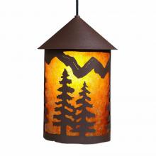  M24614AM-ST-27 - Cascade Pendant Large - Spruce Tree - Amber Mica Shade - Rustic Brown Finish - Adjustable Stem