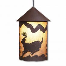  M24630AL-ST-27 - Cascade Pendant Large - Mountain Deer - Almond Mica Shade - Rustic Brown Finish - Adjustable Stem