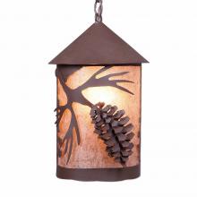  M24640AL-CH-27 - Cascade Pendant Large - Spruce Cone - Almond Mica Shade - Rustic Brown Finish - Chain